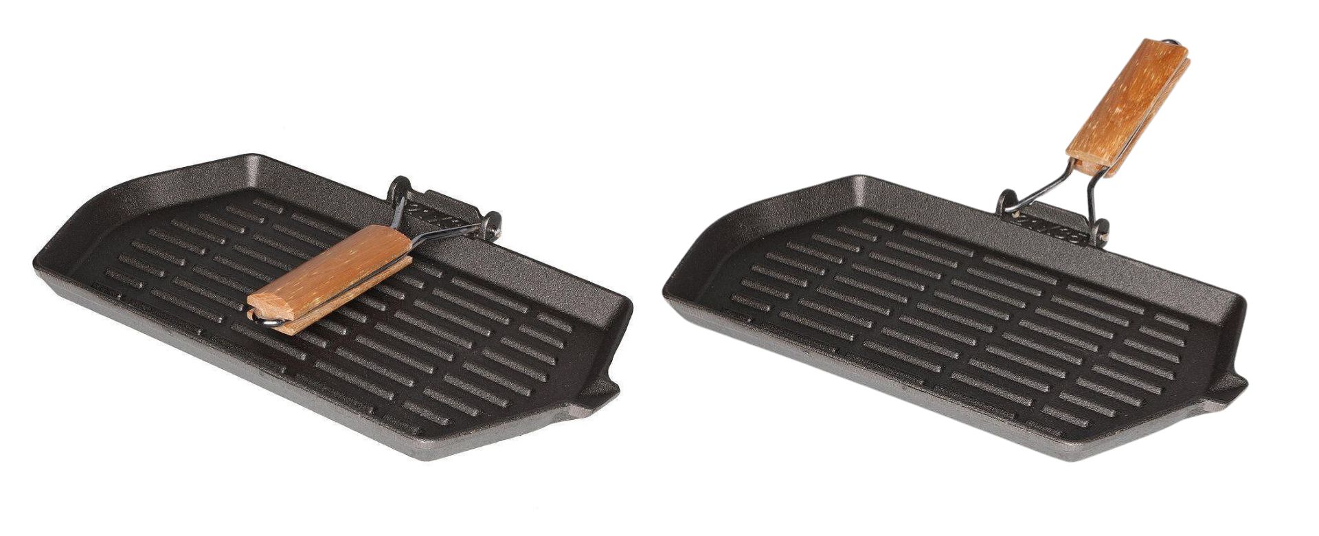 Valurautainen grillipannu with foldable handle